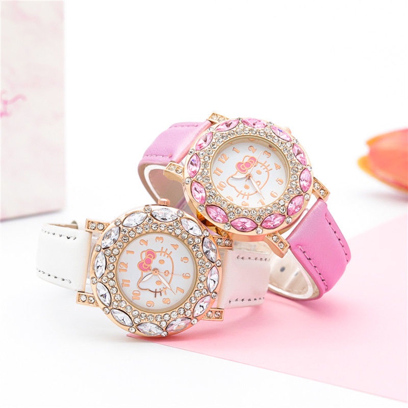 Đồng Hồ Đeo Tay Chống Nước Chống Rơi Hình Mèo kitty Dễ Thương Dành Cho Học Sinh Tiểu Học / Trung Học / Bé Gái