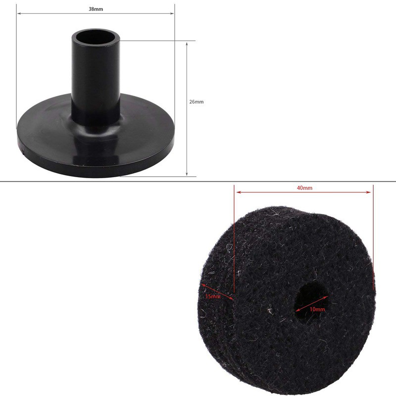 Cymbal Stand Felt Washer and Plastic Drum Cymbal Stand Sleeves Replacement Black