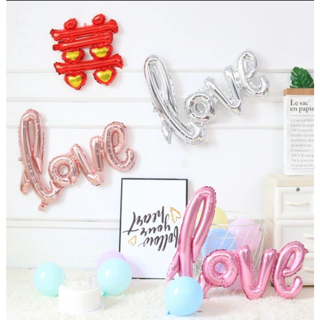 Bóng chữ LOVE kiểu size đại 108cm trang trí ngày lễ tình yêu valentine, sinh nhật, tỏ tình,..