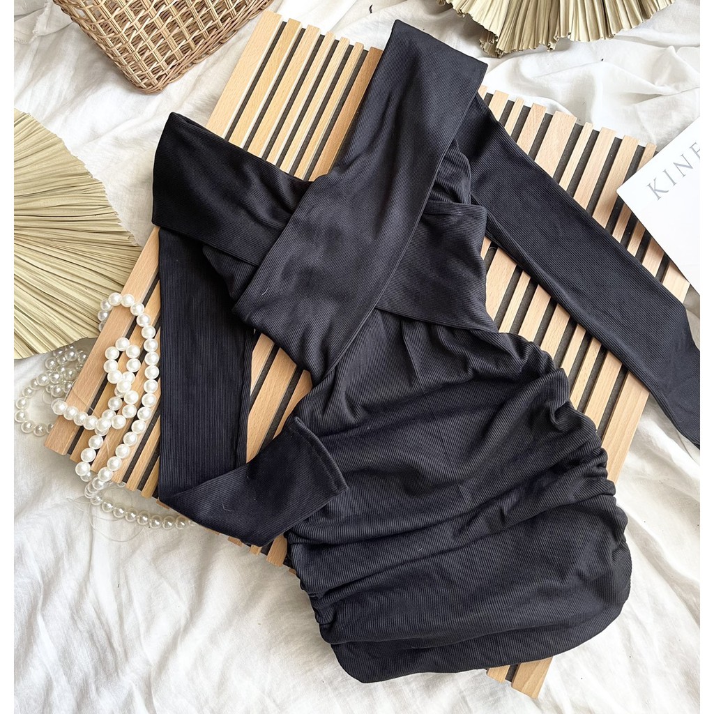 ĐẦM ĐEN - NÂU BẸT VAI CHÉO NGỰC | BigBuy360 - bigbuy360.vn