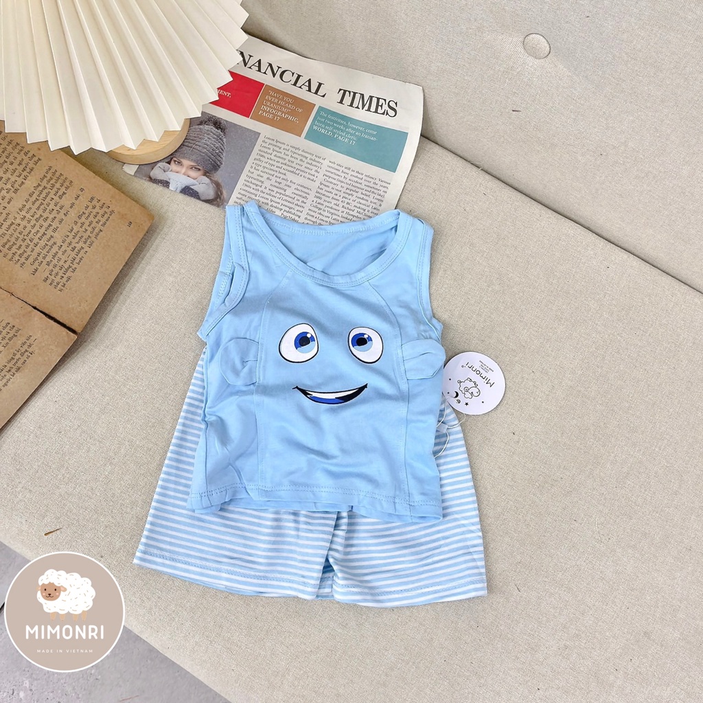 [SALE] Bộ Cộc Tay Cho Bé Trai, Bé Gái KIMCHIBABY Vải Thun Lạnh Hoạ Tiết Con Mắt Tai Thú, Đồ Bộ Cho Bé Mặc Nhà KW2208