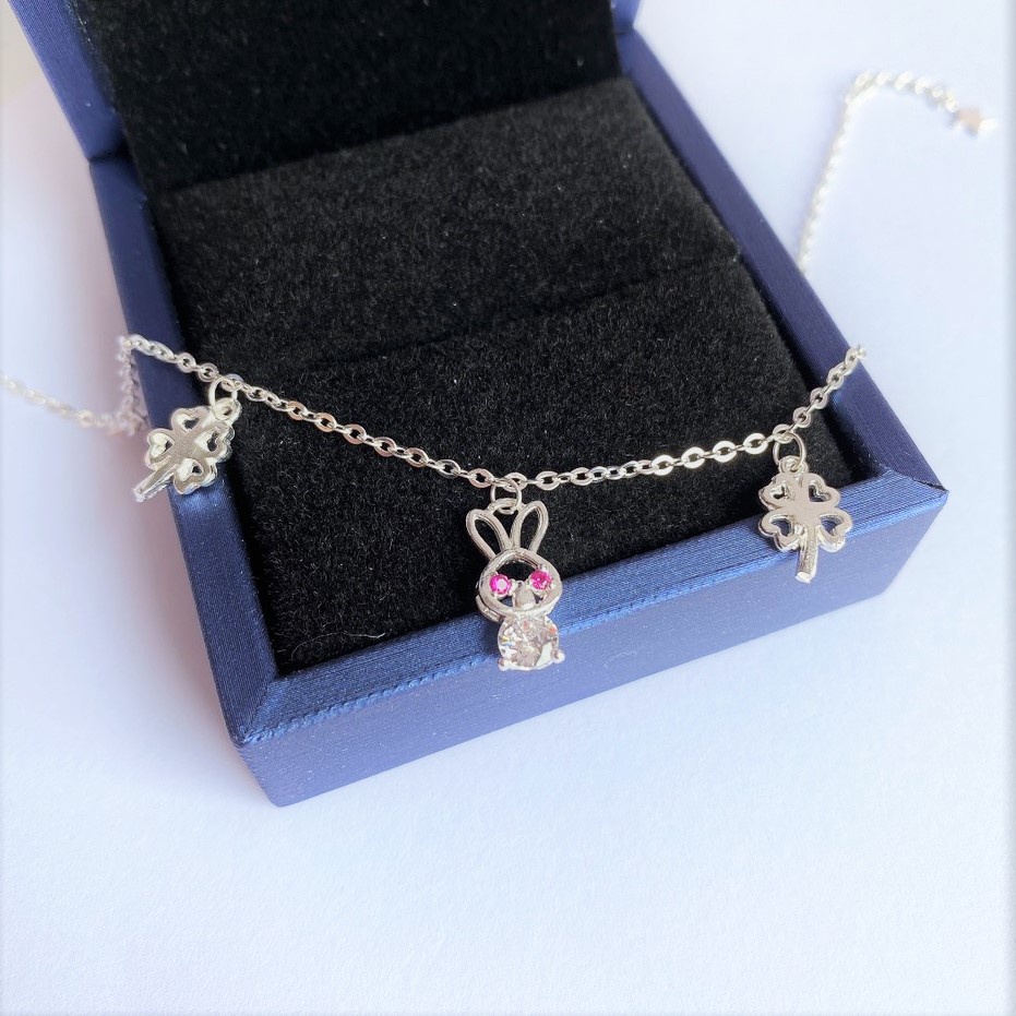 Lắc chân nữ bạc ta mặt hình thỏ cá tính - Trang sức bạc Evasilver