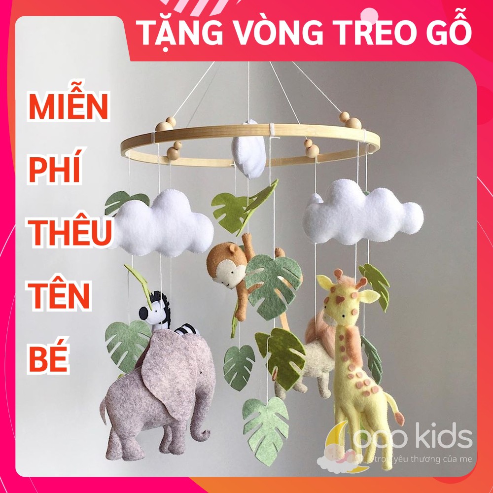 Đồ chơi treo nôi cho bé kích thích thị giác CoCo Kids ảnh thật, phát nhạc tự xoay mẫu RỪNG XANH 2