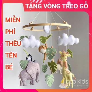 [TẶNG VÒNG TREO] Đồ chơi treo nôi cho bé kích thích thị giác CoCo Kids ảnh thật, phát nhạc tự xoay mẫu RỪNG XANH 2