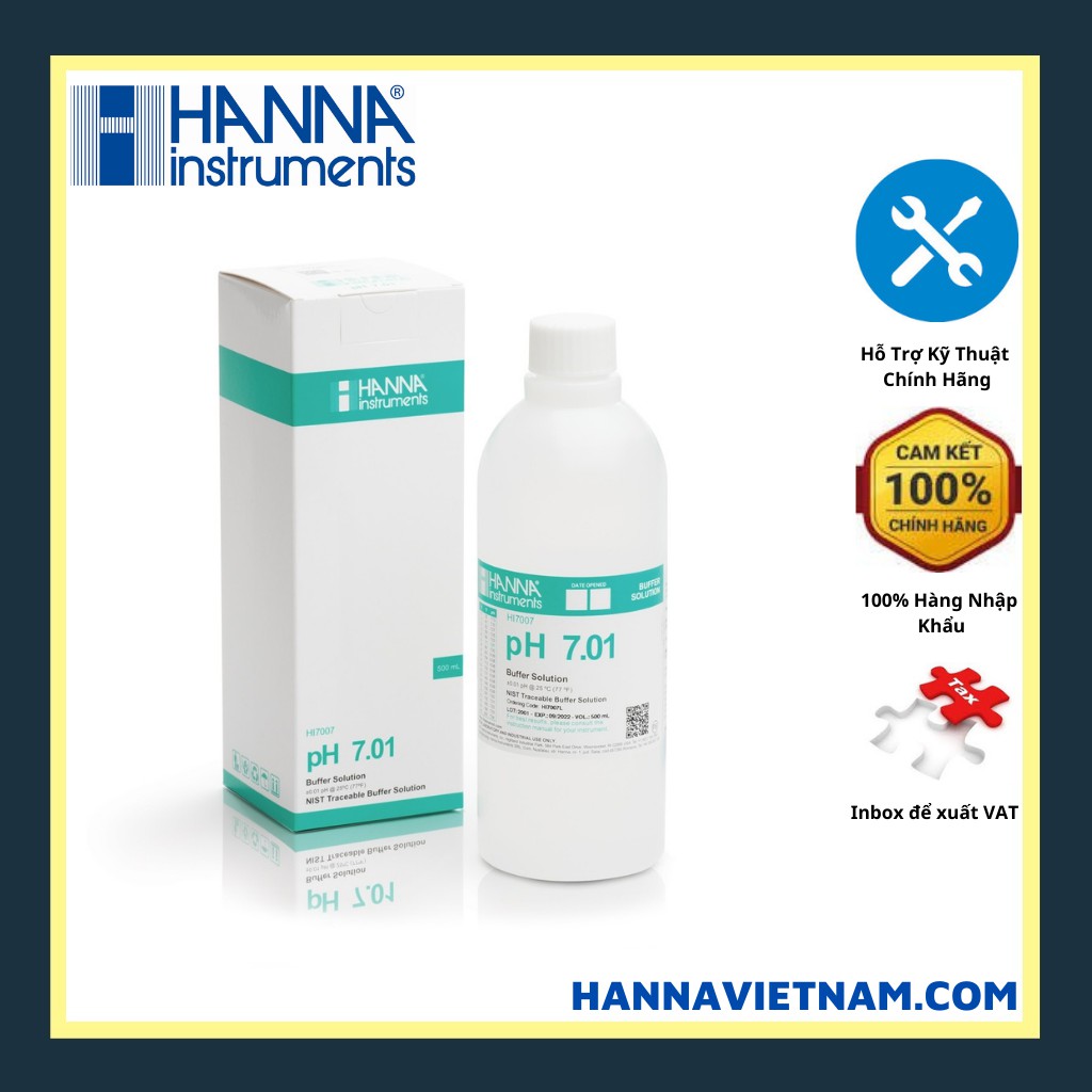 HI7007L - Dung Dịch hiệu chuẩn pH Hanna điểm 7.01 HI7007L chất lượng cao NIST và kèm Chứng nhận Phân Tích (COA)