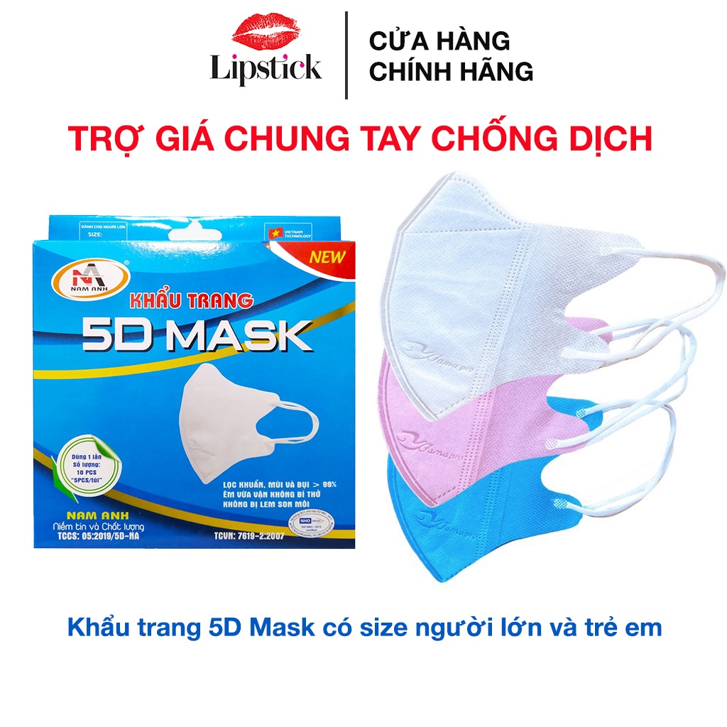 lẻ 1c Khẩu trang y tế 5D MASK Famapro hàng Công Ty Nam Anh 3 lớp vải không dệt