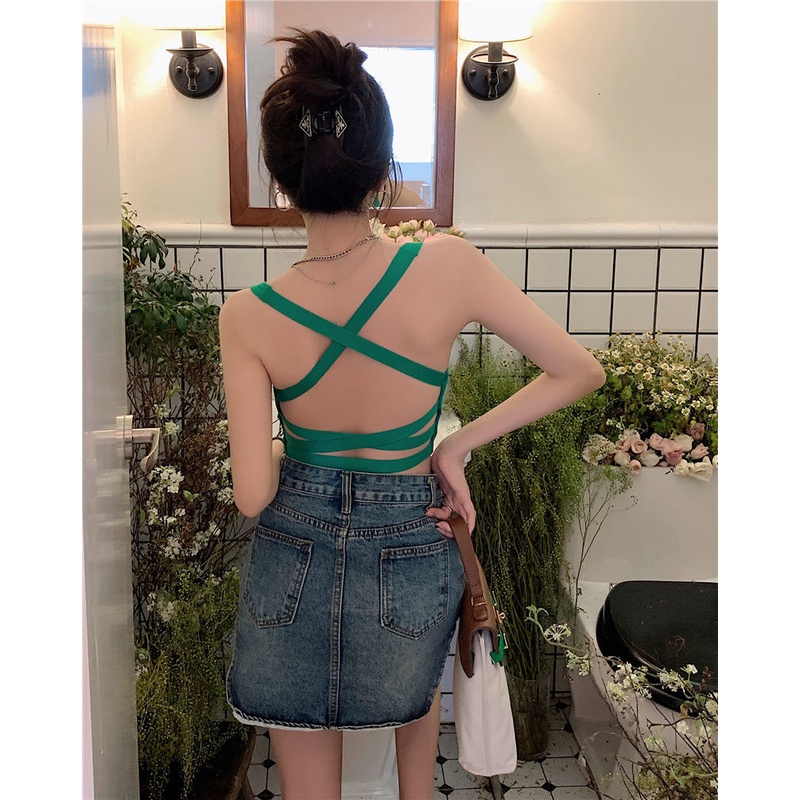 Áo Dệt Kim Sát Nách Hở Lưng Thời Trang Mùa Hè Cho Nữ