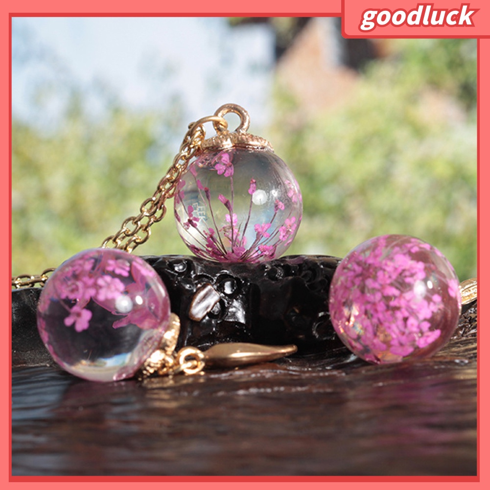 Bộ Vòng cổ + Bông Tai Thời Trang Đính Hoa Khô Cho Nữ