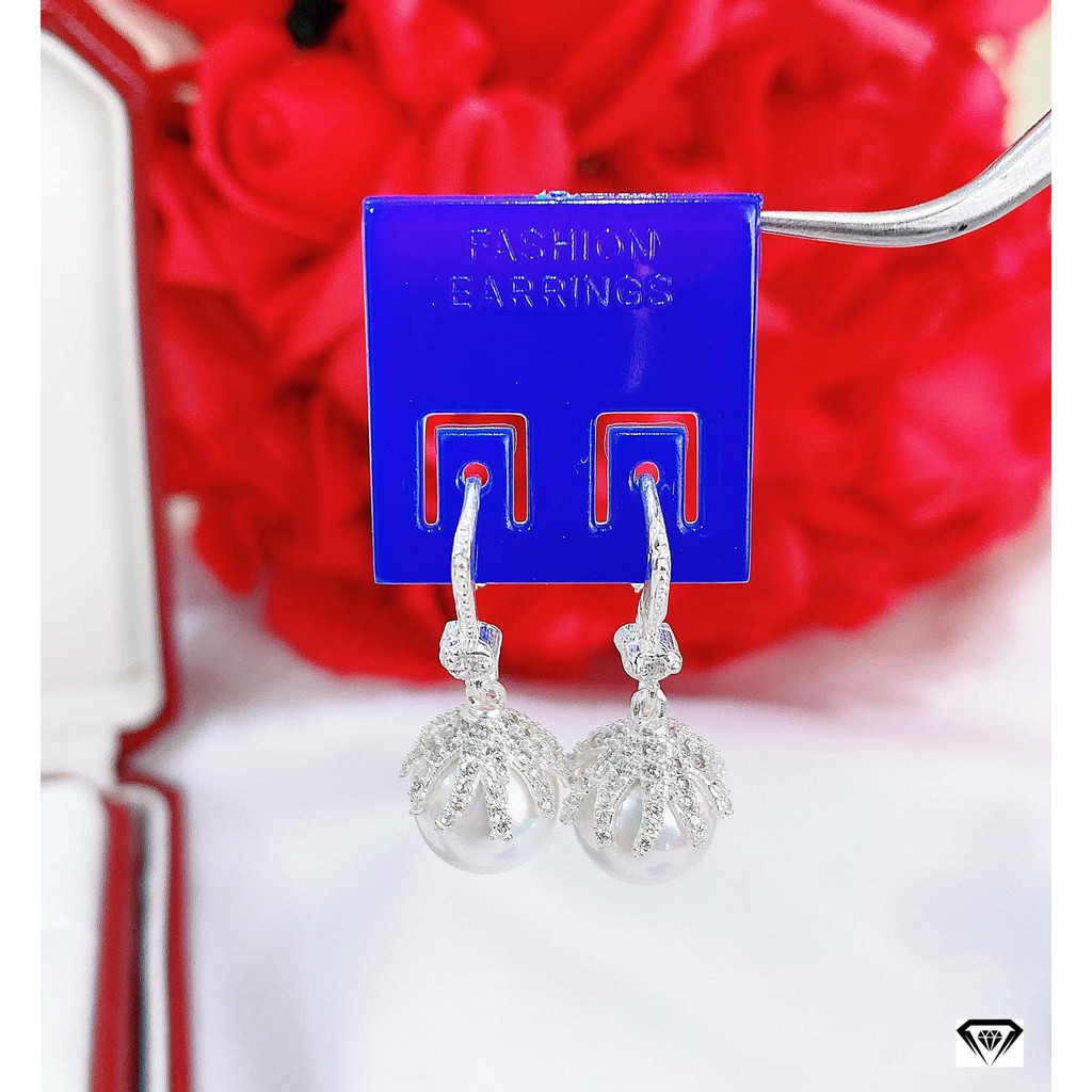 Hoa tai tim nhỏ bạc cao cấp ôm trai cực đẹp