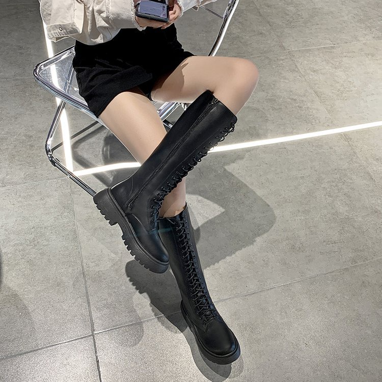 Giày Bốt martin Mũi Tròn Đế Dày Phối Khóa Kéo Phong Cách Hàn Quốc Thời Trang Cho Nữ