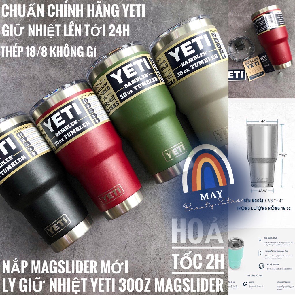 Ly Giữ Nhiệt Yeti Rambler 30oz - 20 oz -14oz Mug Nắp Magslider - Yeti USA