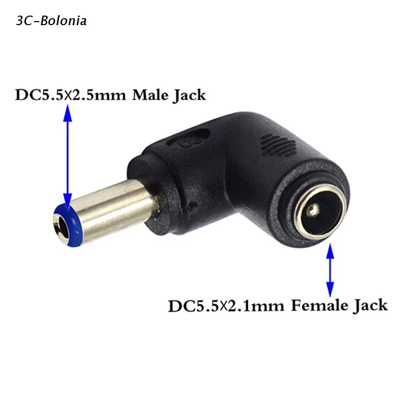 Bộ chuyển đổi nguồn DC5.5x2.5mm 90 độ sang DC5.5x2.1mm 5 đầu cái