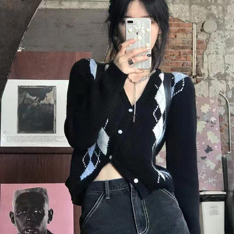 COZOK Áo cardigan dệt kim tay dài dáng rộng thời trang dễ phối đồ