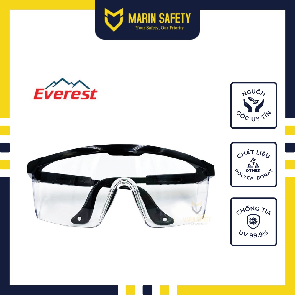 Kính bảo hộ Everest EV105 chống đọng sương, chống bụi, chống trầy xước - EV105 Clear Anti-fog