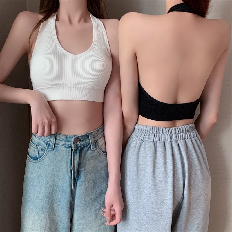Áo Lót Thể Thao Hai Dây Chữ U Co Giãn Thoáng Khí Kèm Mút Nâng Ngực Thời Trang Cho Nữ