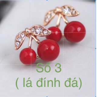 Bông tai trái cây cherry, 2 kiểu, khuyên tai hoa quả A2009