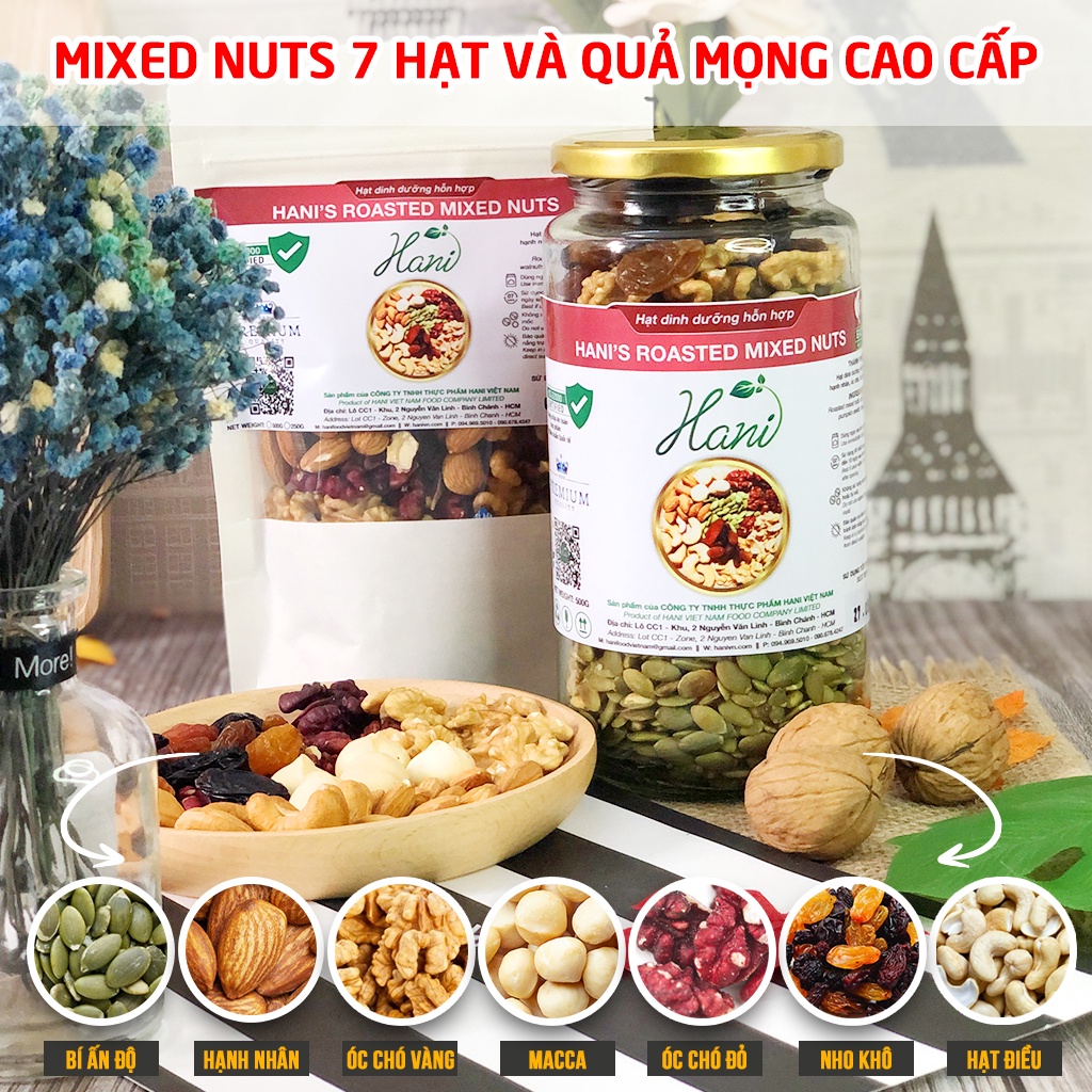 Mix 7 Loại Hạt Dinh Dưỡng Và Hoa Quả Sấy Cao Cấp Chuẩn Nhập Khẩu 💗 HANI FOOD