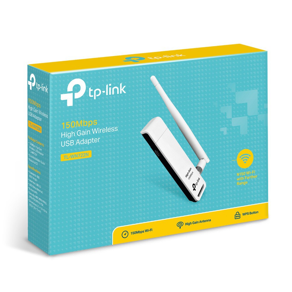 USB thu wifi độ lợi cao TP-Link (usb adapter) Chuẩn N 150Mbps TL-WN722N