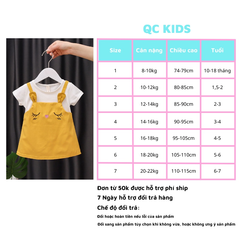 Váy bé gái mùa hè hàn quôc QC-KIDS, đầm cho bé sweetbaby chất liệu cotton 8-18kg