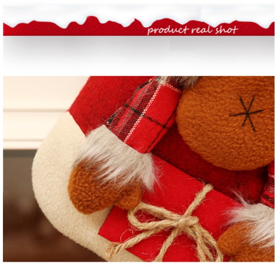 Túi vớ đựng quà giáng sinh noel hình ông già tuần lộc - chất liệu gia công loại tốt