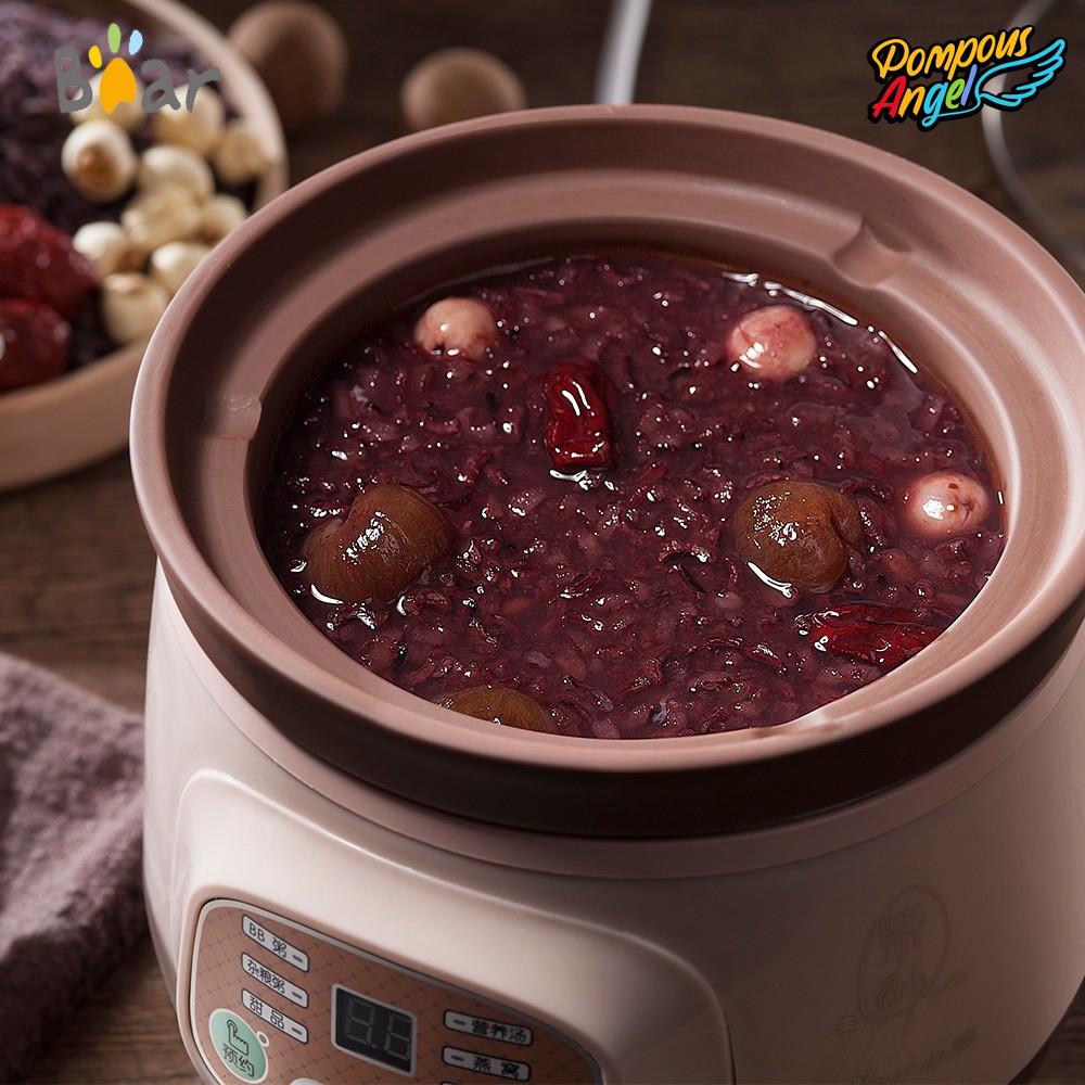 Nồi nấu hầm cháo chậm BEAR DDZ-D40N6 4L gốm tử sa cách thủy, chưng yến, kho cá cao cấp bảo hành 12 tháng