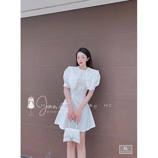 Váy trắng cổ bèo miêu vintage