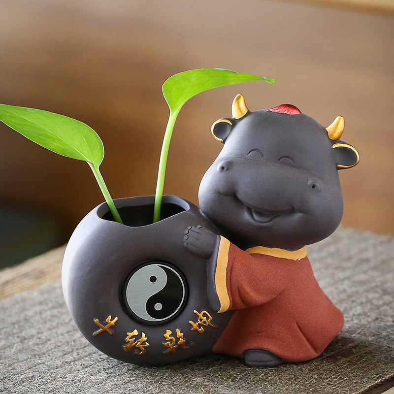 Tượng Trâu Và Chậu Trồng Cây Cầu Phúc Lộc Tài