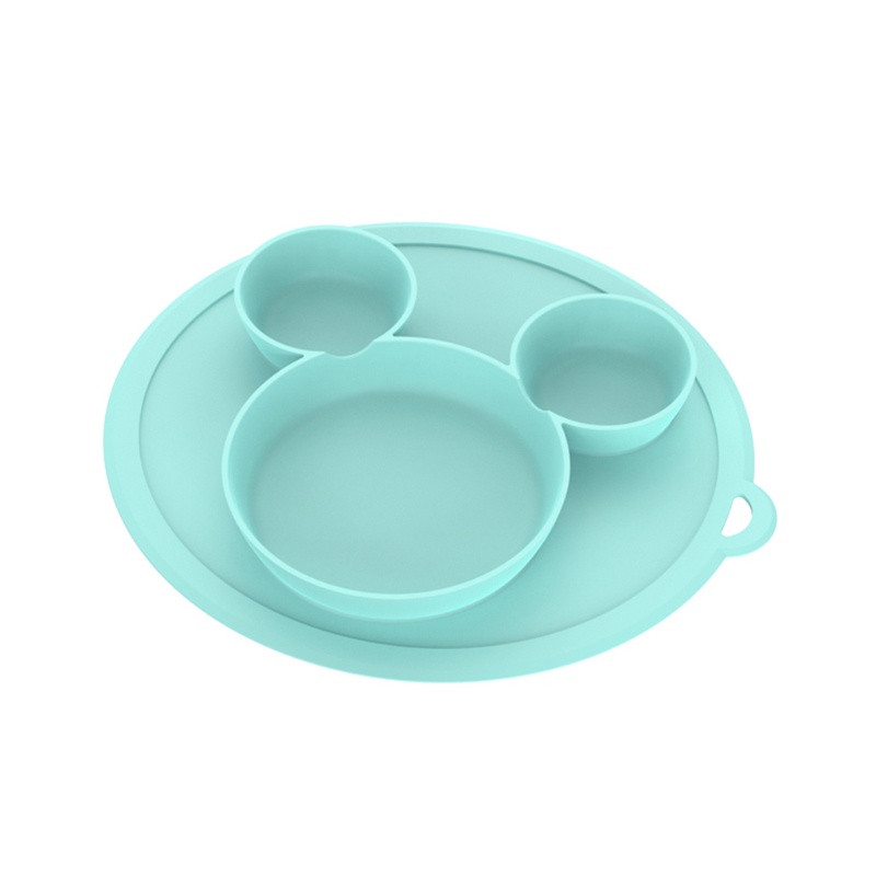 Bát Ăn Chia Ngăn Bằng Silicone Không Chứa BPA Màu Trơn Không Độc Hại Dành Cho Bé