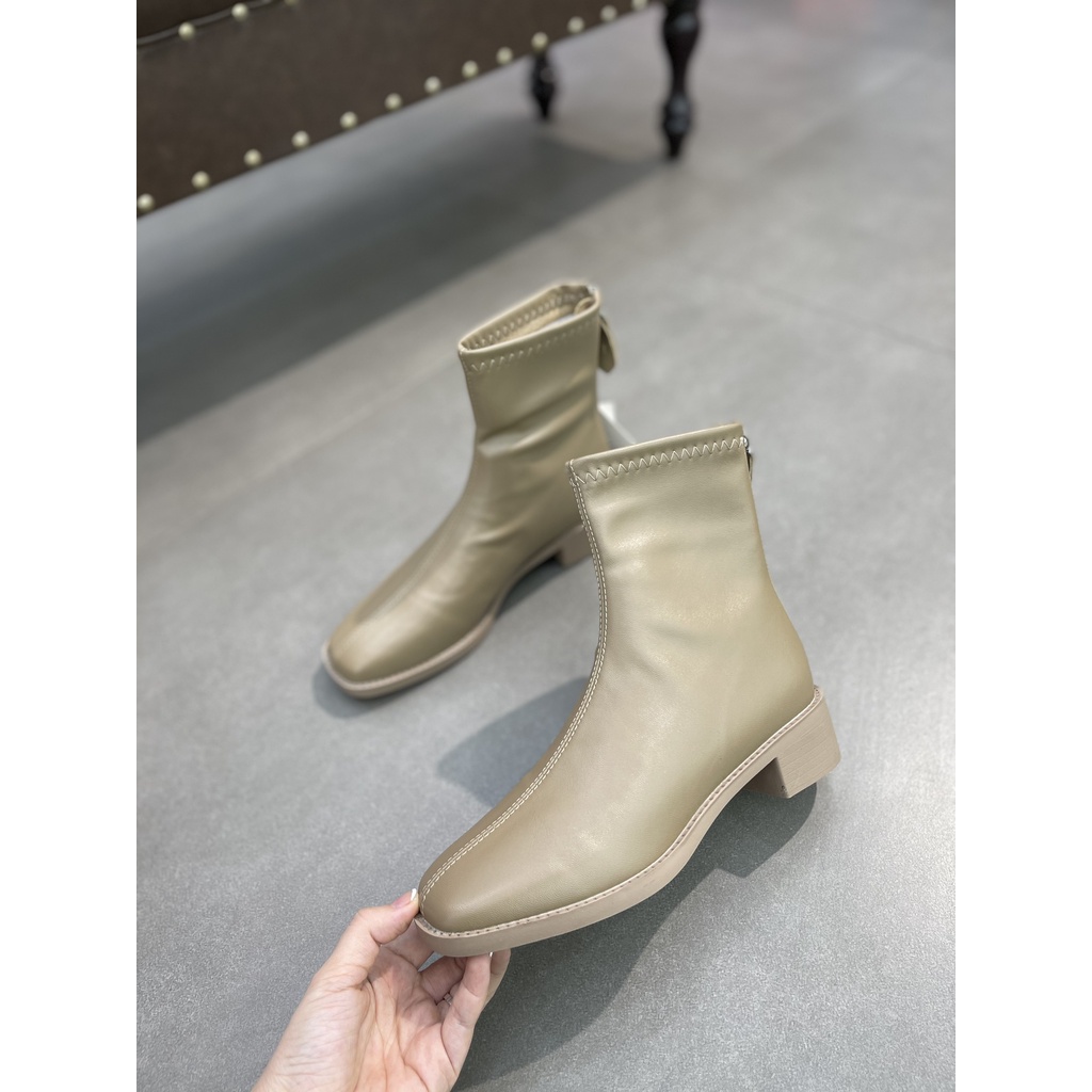 Giày Boot bệt  nữ cổ cao khóa sau mẫu M8-9 - Kachi House