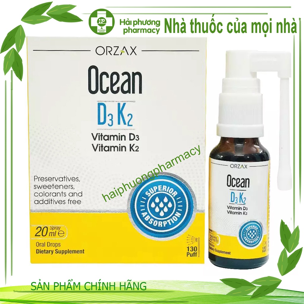 Vitamin OCEAN D3K2 - Bổ sung vitamin D3, K2 dạng xịt và nhỏ giọt cho bé