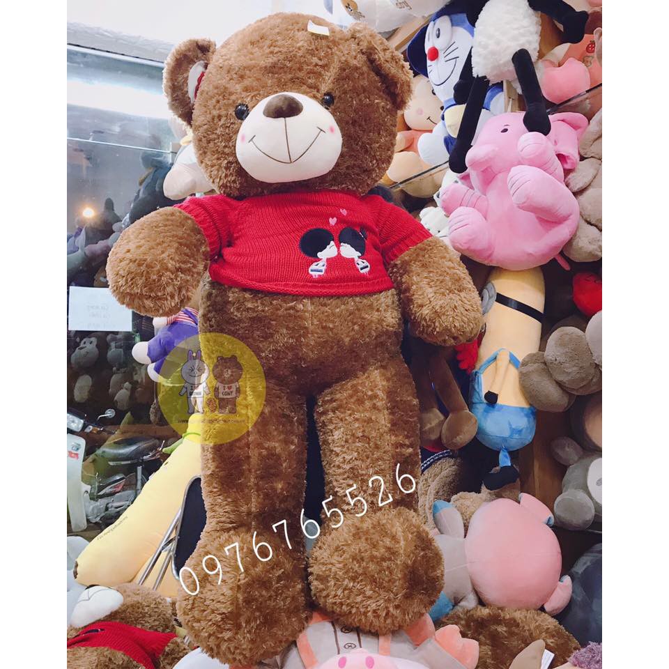 Gấu bông teddy Kissme hàng cao cấp màu nâu kích thước 90cm-1m4