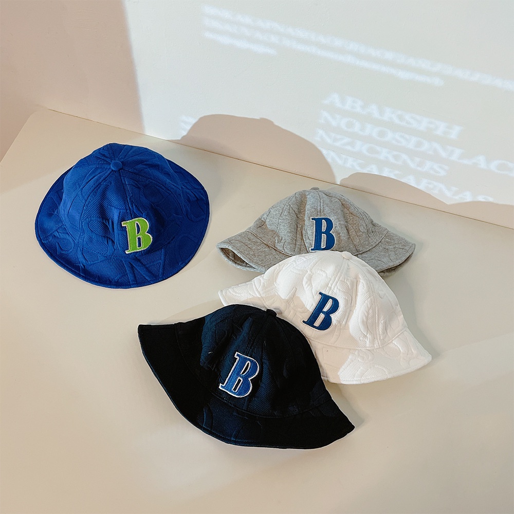 Nón Tai Bèo Màu Trơn Thêu Chữ B Thời Trang Hàn Quốc Xinh Xắn Cho Bé