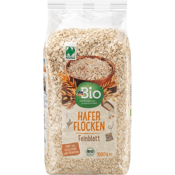 Yến mạch hữu cơ cán mỏng dmBio/ davert 1kg Oat Flakes