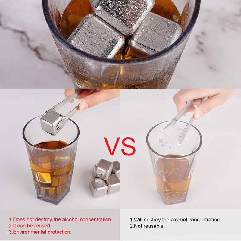 HCM set 8 viên đá làm lạnh vĩnh cữu kèm kẹp gắp , đá lạnh vĩnh cữu inox 304 không gỉ độ bền cao an toàn khi sử dụng