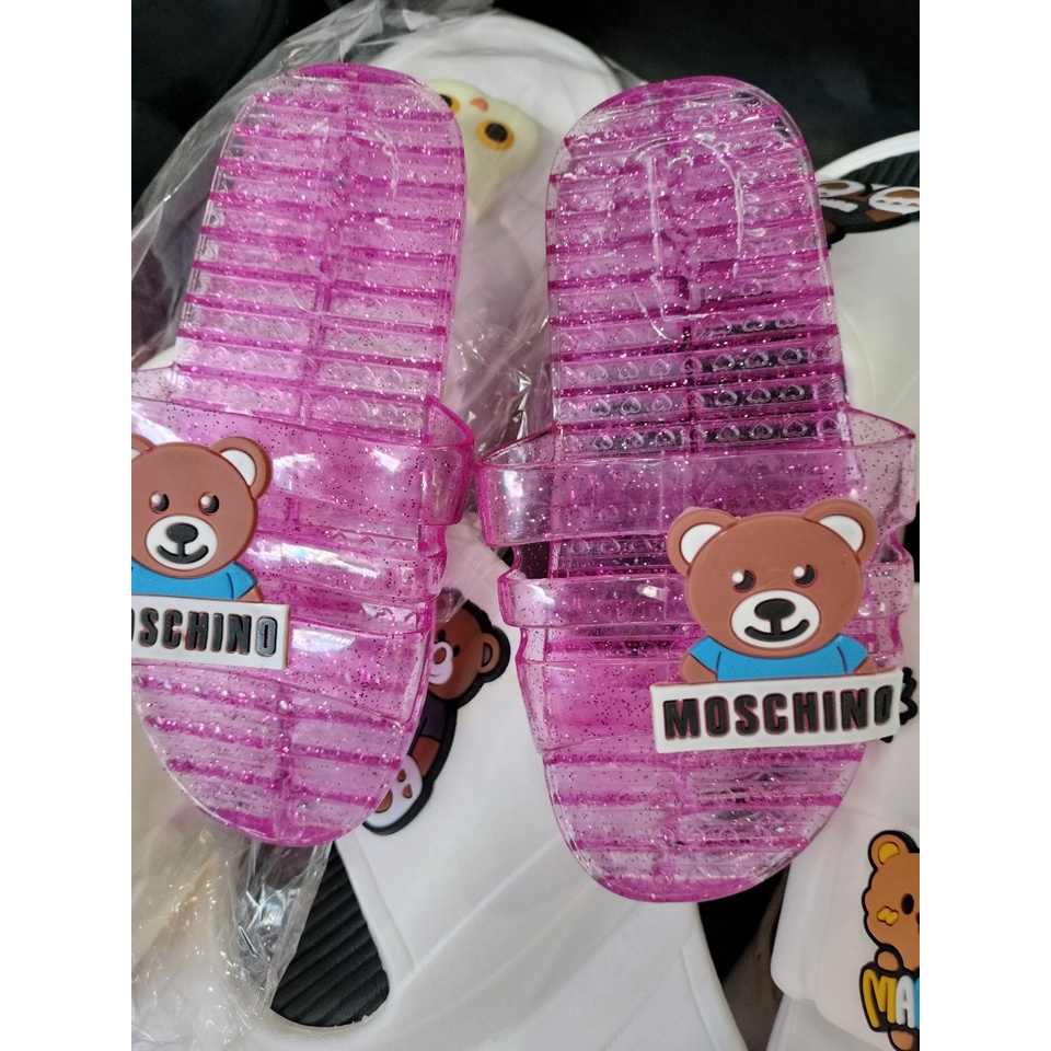 Dép trẻ em Moschino gấu ánh kim tuyến cho bé siêu dễ thương êm chân