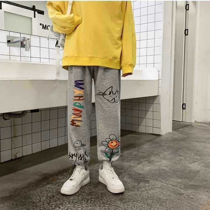 Quần Nỉ Nam Ống Rộng Có Dây Rút Gấu Mặc 2 Kiểu in Zombie Phong Cách Trẻ Trung Hot NEW UNISEX