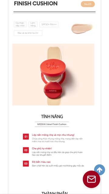 Phấn Missha velvet finish cushion | BigBuy360 - bigbuy360.vn