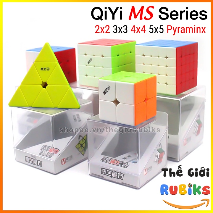 Set 5 Khối Rubik QiYi MS Series 2x2, 3x3, 4x4, 5x5, Pyraminx Magnetic Có Nam Châm Đồ Chơi Thông Minh.