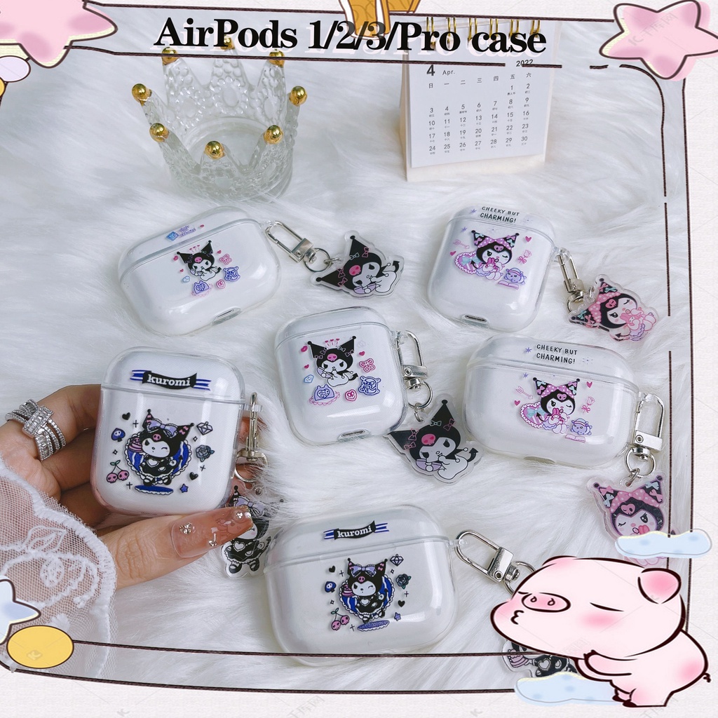Vỏ Bảo Vệ Hộp Sạc Tai Nghe AirPods3 4 Trong Suốt Họa Tiết Kuromi Dễ Thương 2021 Ốp