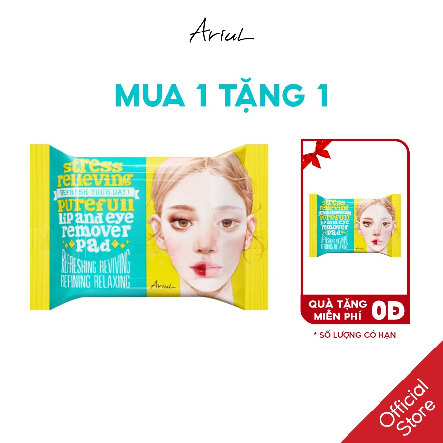 Khăn Giấy Tẩy Trang Mắt Môi Ariul Stress Relieving Purefull Lip &amp; Eye Remover Pad (30 Miếng)