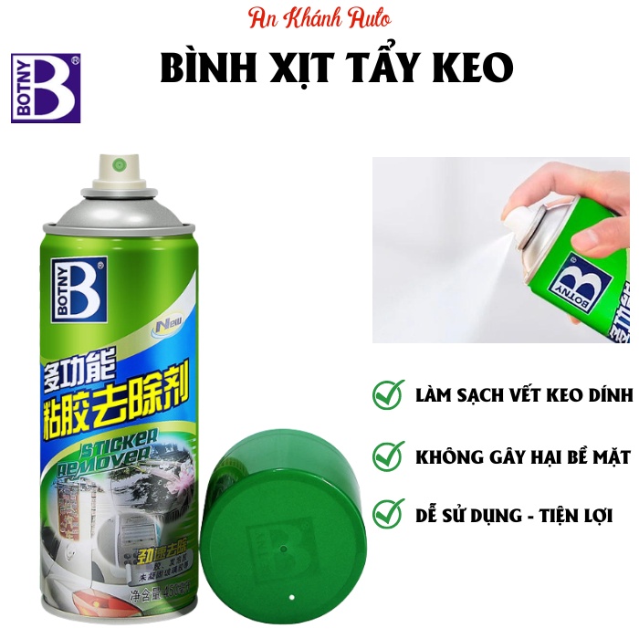 Chai Xịt Tẩy Băng Keo, Băng Dính BOTNY Trên Mọi Bề Mặt, Tiện Lợi, Nhanh Chóng, Sạch Sẽ (450ml)