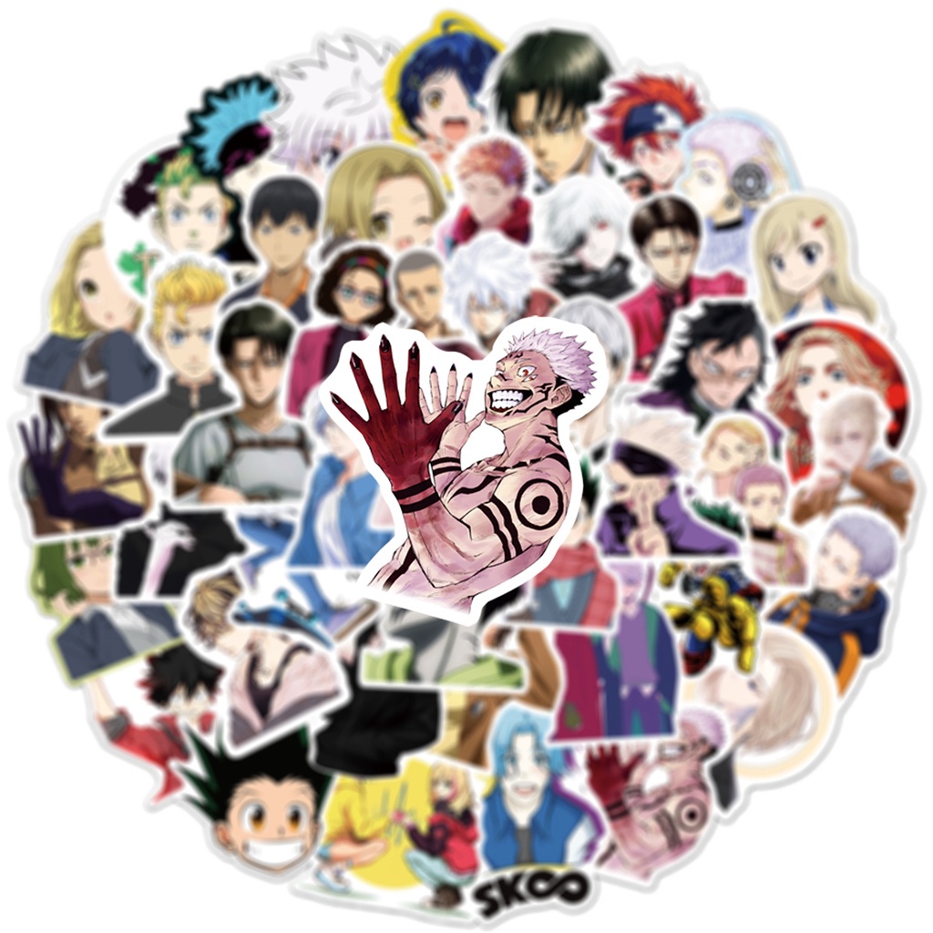 Set 50/25/10 Nhãn Dán Trang Trí Điện Thoại/Va Li/Laptop Họa Tiết Graffiti Anime