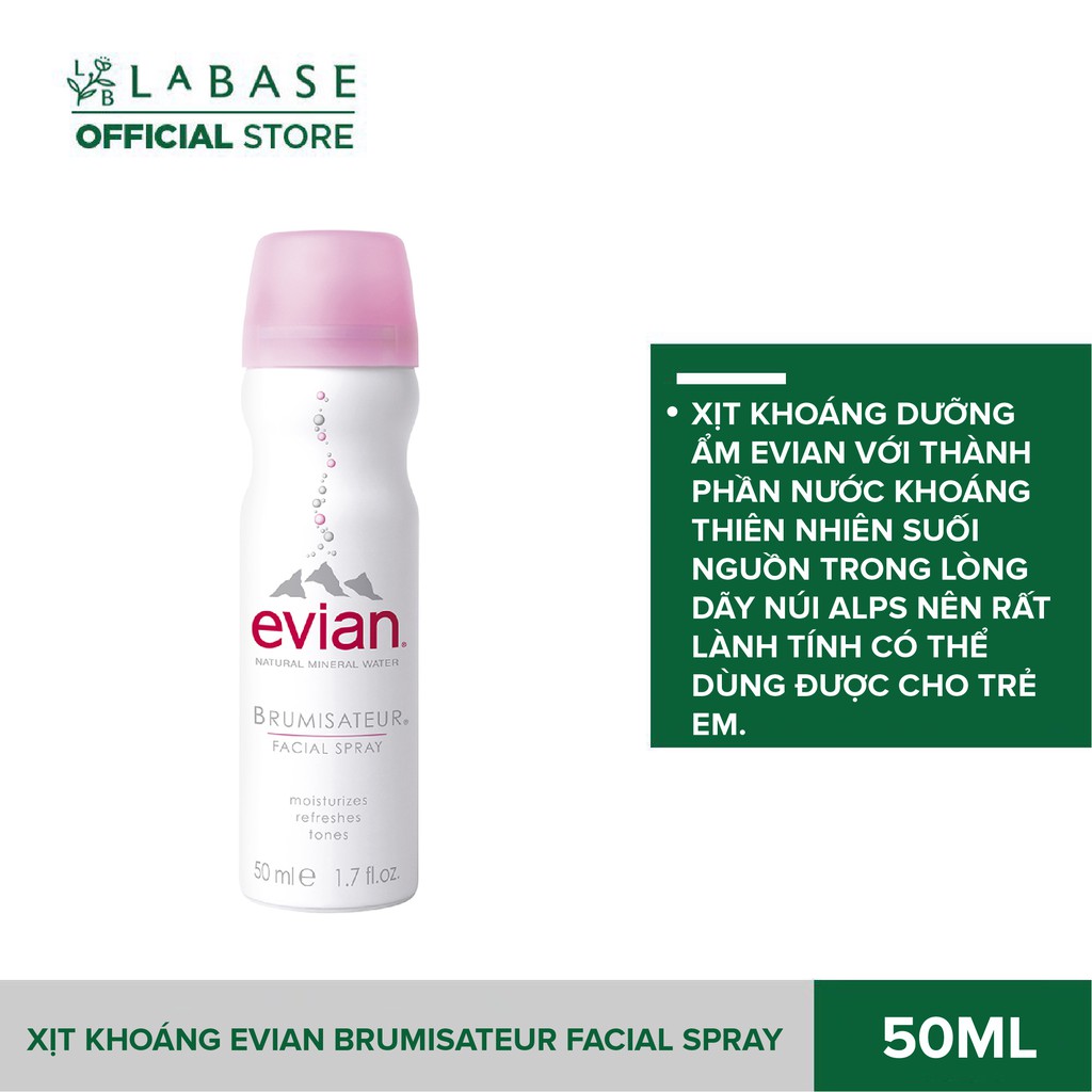 Set Xịt khoáng Evian Brumisateur Facial Spray 4 items (Xịt khoáng 50ml x3 + Túi) [Hàng nhập khẩu chính hãng]