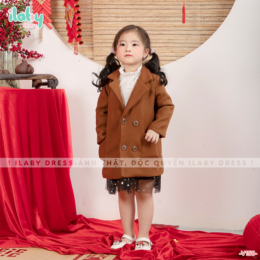 [Mã FABRR5501 giảm 100% đơn 0Đ] Áo khoác dạ bé gái cổ ve đại hàn ILABY [V158]