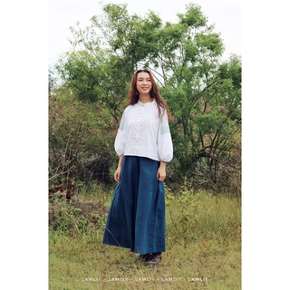 Áo tay raglan cổ trụ linen