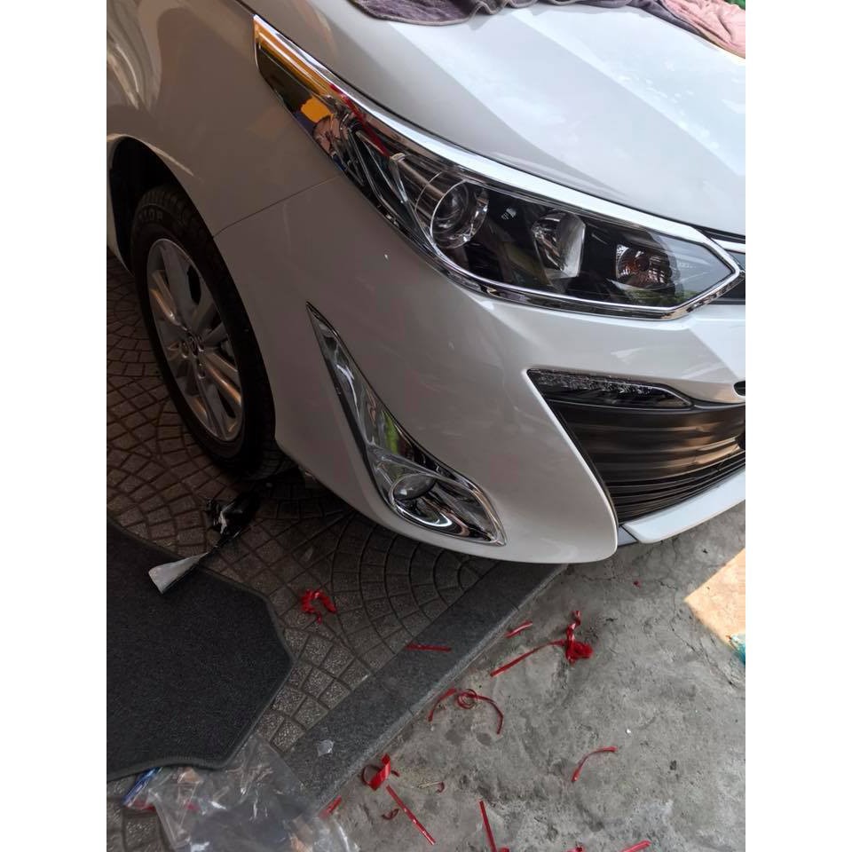 Bộ 2 Ốp viền đèn gầm trước Vios 2019 2020 2021 2022 2023 mạ crom cao cấp