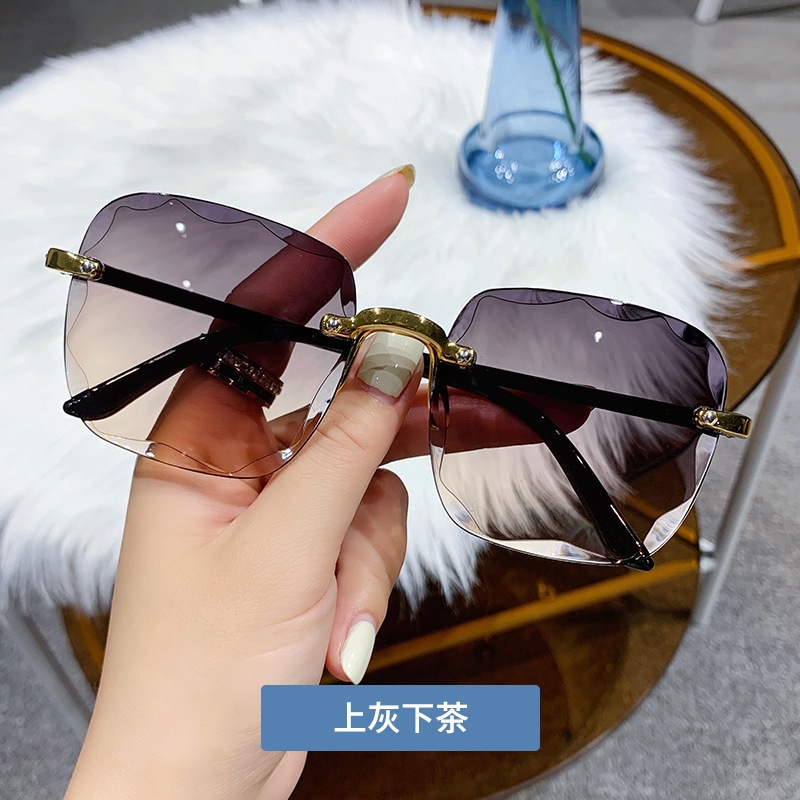 Kính Mát Gọng Vuông Không Viền Chống Tia UV400 Thời Trang Cho Nữ