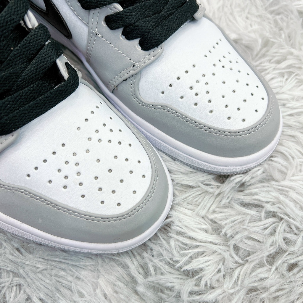 🎀 SIÊU HÓT 🎀 Giày Sneaker Jordan 1 low smoke grey xám cổ thấp thêu chỉ đỏ phía sau nam nữ cao cấp full box + bill