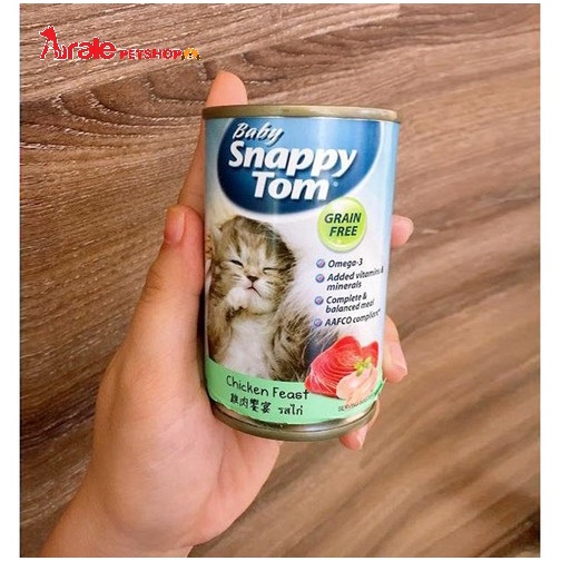 [Đủ vị] Pate Snappy Tom cho mèo dạng lon cho mèo lớn và mèo con