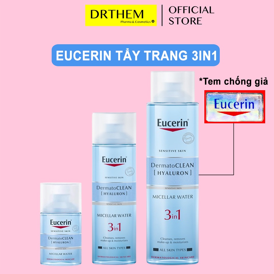 Nước Tẩy Trang 3in1 Eucerin Cho Da Nhạy Cảm DermatoClean Micellar 200ml - 400ml  [HYALURON] 3 in 1